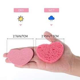 Sibba Lot de 10 éponges compressées pour le visage en cellulose en forme de cœur exfoliant pour le visage le massage lexfoli