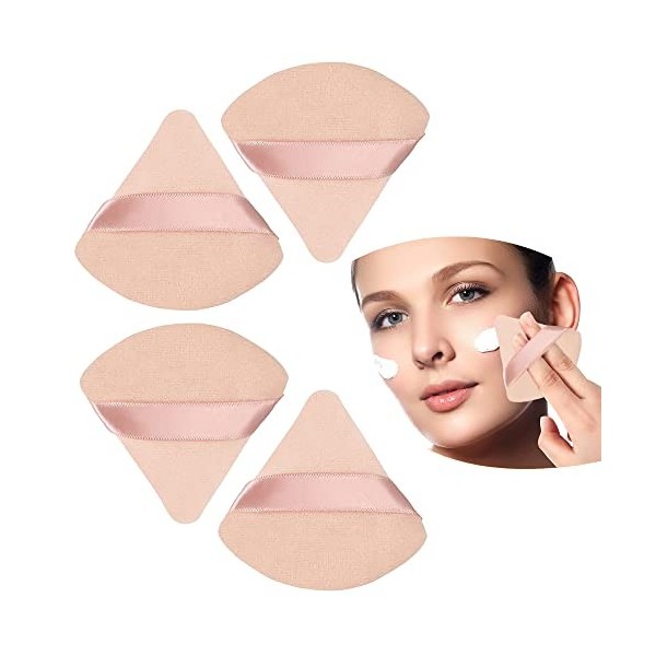 Lot de 4 éponges de maquillage triangulaires en poudre, éponge douce pour fond de teint en poudre, outil de maquillage sec et