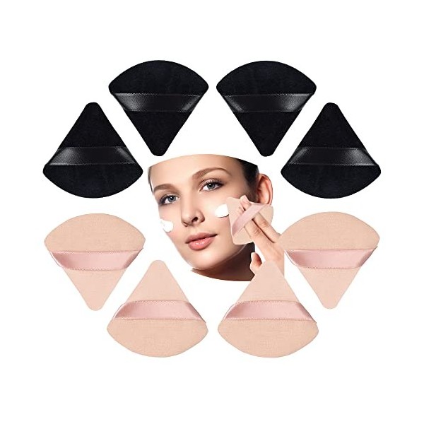 Lot de 4 éponges de maquillage triangulaires en poudre, éponge douce pour fond de teint en poudre, outil de maquillage sec et