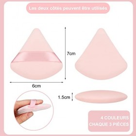 Fingertoys Houpette Maquillage Triangle,Éponge de Maquillage,Bouffées de Poudre Triangle,Houpette en Coton,Houppettes à Poudr