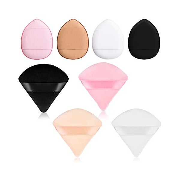 Sibba Lot de 8 Houppettes à Poudre Libre Multicolores pour Maquillage Triangulaire Fond de Teint Coussin de Beauté Applicateu