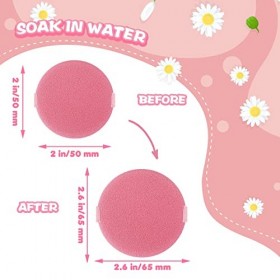 Sibba Lot de 2 éponges maquillage rondes à coussin dair ultra douces lavables réutilisables grandes houppettes en velours po
