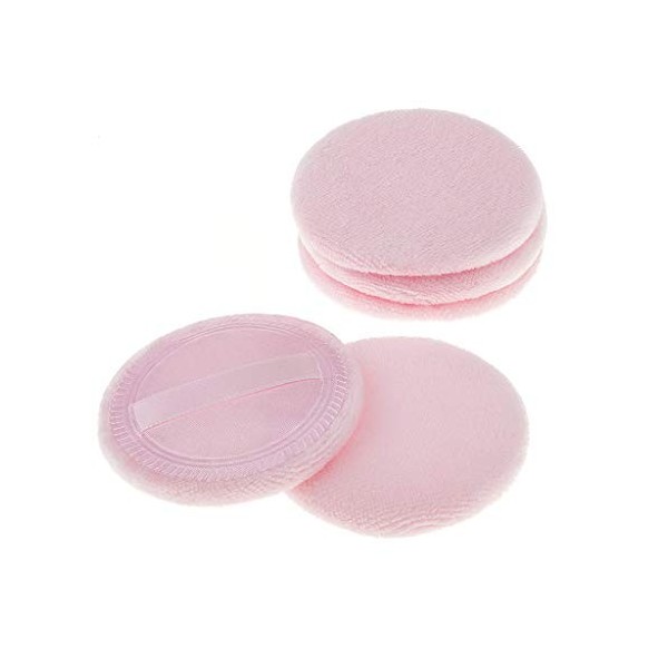 Lot de 5 houppettes à poudre en coton pour application de poudre de maquillage, éponge à coussin dair avec ruban, houppette 