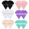 Lot de 12 Houppettes à Poudre Triangle, Bouffée de Maquillage Lavable Éponge Houpette Poudre Douce Puff Cosmétique Sec Humide