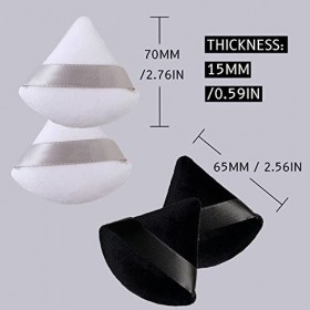 Lot de 4 bouffées de poudre triangulaires, bouffées de beauté triangulaires à double usage sec et humide pour poudre libre/fo