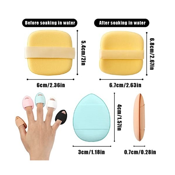 5 Pièces Mini Houppette Doigt,2 Bouffées de Poudre Cosmétique, Pour Fond de Teint,Anti-cernes,éponges à poudre douce,Outil de