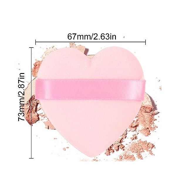 2 Pièces Éponges Houppettes Maquillage Houppettes Forme Cœur Poudre Réutilisables Pour Fond Teint Wetdry Correcteur Maquillag