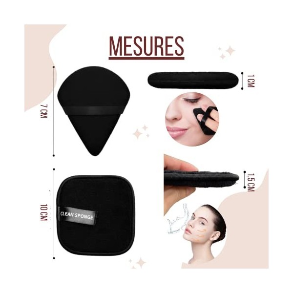 Houpette Maquillage 6 Pcs, Triangle Houpette Lavable Réutilisable Pour Femme, Filles Visage Maquillage. Outil De Maquillage P