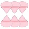 Rose Lot de 6 houppettes triangulaires, avec les houppettes de maquillage en velours aux coins pointus, outils de maquillage 