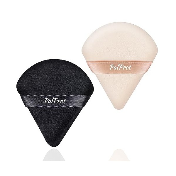 Lot de 2 pompons en poudre de maquillage noir + rose éponge à poudre triangle bouffée visage pompon de maquillage poudre bouf