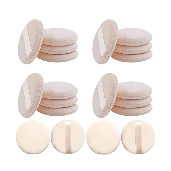 20PCS Houppettes Rondes, Houppette Visage, Houppette en Coton, Ronde Cosmétique Houppette, Éponge Douce Cosmétique Houppette,