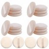 20PCS Houppettes Rondes, Houppette Visage, Houppette en Coton, Ronde Cosmétique Houppette, Éponge Douce Cosmétique Houppette,