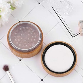 Healifty Boîte à poudre de maquillage vide en bambou avec couvercle tamis et poudreuse 30 g