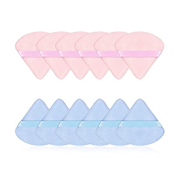 12 Pièces Houppette Triangle Houppette Douce Maquillage Poudre Houppette Poudre Réutilisable Triangle Sec Humide Velour Bouff