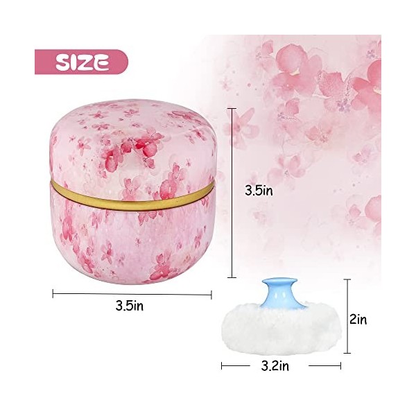 WEMEGA Étui à poudre avec houppette à poudre pour bébé et femme, boîte à thé pour voyage fleur rose 