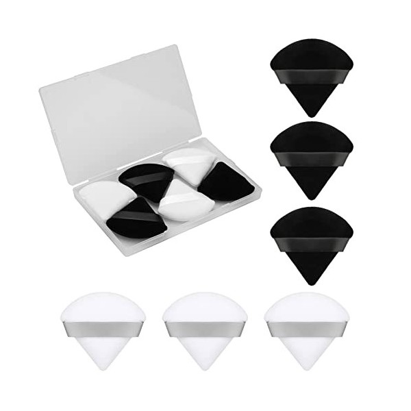 KINBOM 6 Pièces 7 cm/2,76 pouces Bouffée de Visage Bouffées de Coton avec Sangle Houppette Bouffée de Maquillage Triangle App