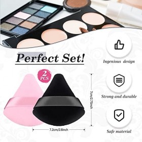 Patelai 2 Pièces Houppettes à Poudre Bouffée Cosmétique Douce Éponge Triangle de Maquillage Houppette Triangulaire Réutilisab