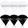 Yatinkim Lot de 6 houppettes de maquillage noires douces en forme déponge triangulaire en velours avec boîte de rangement po