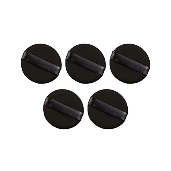 Lurrose Houppette de Poudre Douce Ronde Noire Accessoire pour Cosmétique Maquillage 5PCS