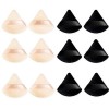 12 Pièces Houpette Maquillage, Pur Coton Houppettes à Poudre de Triangle, A Utiliser avec le Fond de Teint, Noir