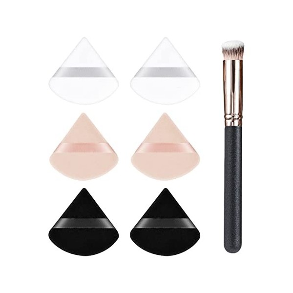 Houpette Maquillage,Bouffées de Maquillage Triangle,Bouffées de Poudre Triangle avec Sangle,Houppette Maquillage Poudre Libre