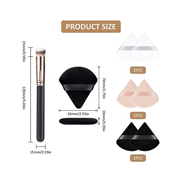 Houpette Maquillage,Bouffées de Maquillage Triangle,Bouffées de Poudre Triangle avec Sangle,Houppette Maquillage Poudre Libre