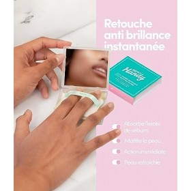 Merci Handy - Papier Matifiant Visage - 50 feuilles + 1 miroir + 1 houppette - Convient à tous types de peaux - Vegan