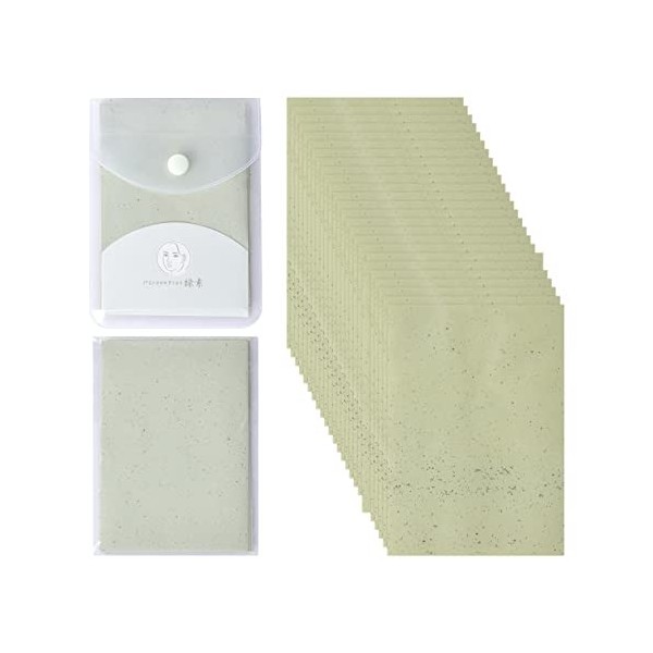 Vesaneae 160 Feuilles Papier Buvard pour Visage, Naturel Papier Matifiant Visage avec Poche, Papier Absorbant lHuile de Visa