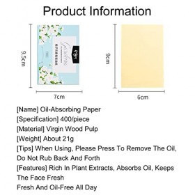 Papier Buvard dhuile,400 Pcs Papier Buvard Pour Le Visage,Papier Absorbant Visage,Papier Matifiante Visage,Feuille Absorbant