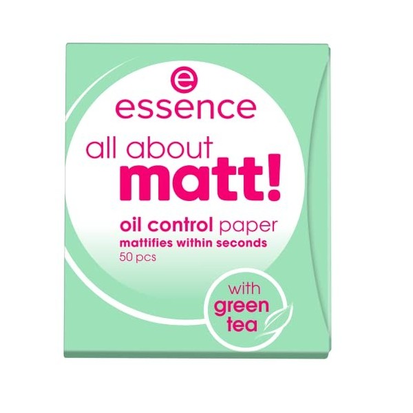 Essence all about matt! oil control paper, papier poudre, transparent, absorbant brillant, mat, sans nanoparticules, sans par