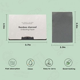 Andiker 200 feuilles de papier buvard à lhuile de charbon de bambou pour peau grasse film naturel pour homme et femme contrô