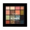 NYX Professional Makeup Palette de Fards à Paupières Ultimate, Pigments Pressés, Formule Vegan, 16 Teintes Mates, Satinées et