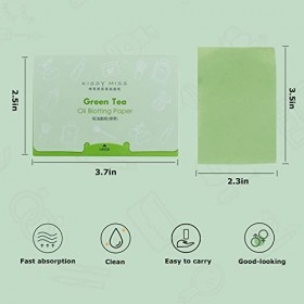 Andiker Lot de 200 feuilles de papier buvard à lhuile de thé vert pour peaux grasses, charbon de bambou naturel thé vert + 