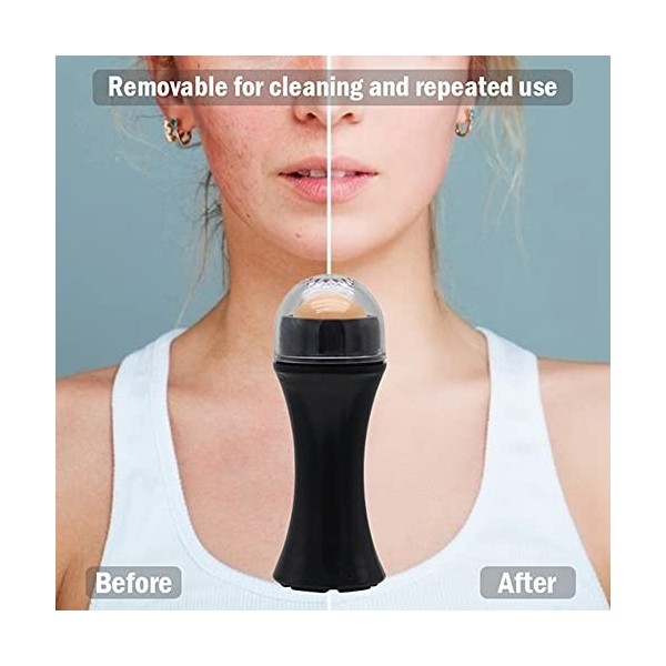 Baalaa Rouleau Volcanique ContrôLe de LHuile Pierre à Rouler Maquillage Mat Outil de Soin de la Peau Du Visage Nettoyage Du 