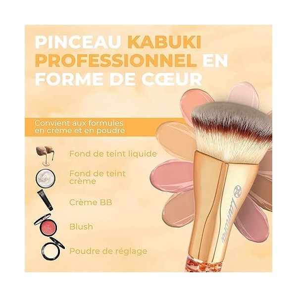 Pinceau Fond De Teint Fluide Contouring - Pinceau Maquillage Kabuki Pour Visage - Parfait Pour Creme Liquide, Poudre, Bronzer