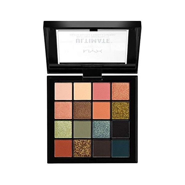 NYX Professional Makeup Palette de Fards à Paupières Ultimate, Pigments Pressés, Formule Vegan, 16 Teintes Mates, Satinées et