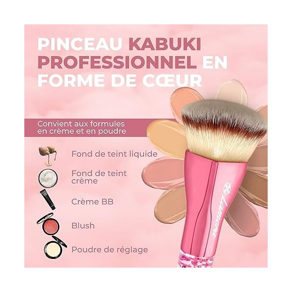 Pinceau Fond De Teint Fluide Contouring - Pinceau Maquillage Kabuki Pour Visage - Parfait Pour Creme Liquide, Poudre, Blush, 