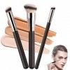 3Pcs Pinceau Fond de Teint, Pinceau Anticernes, Pinceau de Maquillage Professionnel pour Maquillage du Visage, Foundation Bru