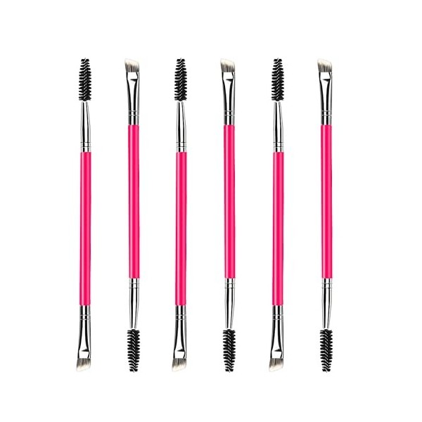 6 PCS Pinceau Sourcils, Goupillon Cils, Goupillon Sourcils Biseauté, Double Extrémité Pinceau à Sourcils Brosse Cils, 2 en 1 