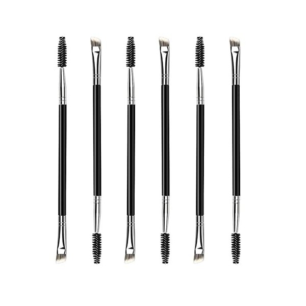 6 PCS Pinceau Sourcils, Goupillon Cils, Goupillon Sourcils Biseauté, Double Extrémité Pinceau à Sourcils Brosse Cils, 2 en 1 