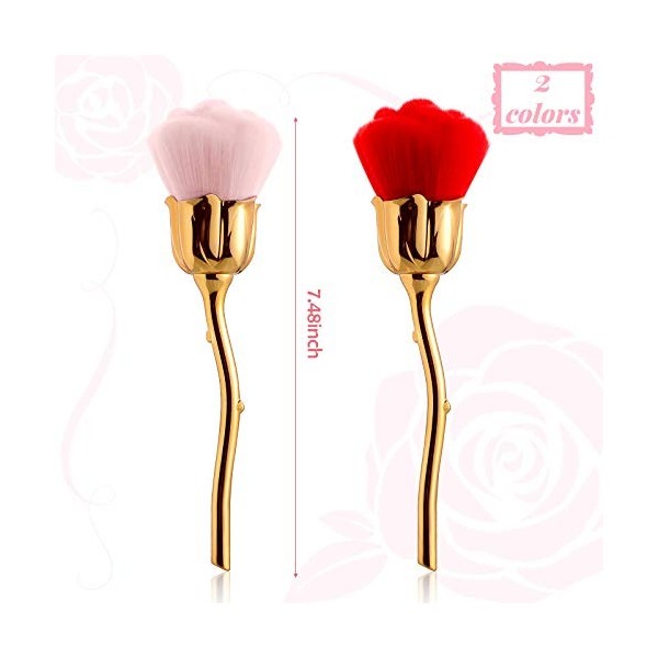 Tessco Lot de 2 pinceaux de maquillage en forme de fleur de rose extra large pour le visage et la poudre, fond de teint, pinc