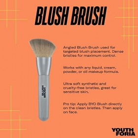 Youthforia Pinceau à blush, pinceau de maquillage biseauté doux pour estomper les formules de poudre, de crème et de liquide,
