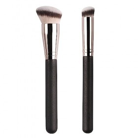 TingDongWei 2pcs Pinceau de Maquillage, Pinceau Fond de Teint, Pinceau Anticernes, Pinceaux Maquillage avec Fibre Synthétique