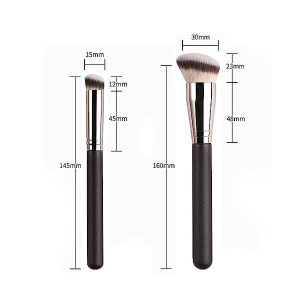 TingDongWei 2pcs Pinceau de Maquillage, Pinceau Fond de Teint, Pinceau Anticernes, Pinceaux Maquillage avec Fibre Synthétique