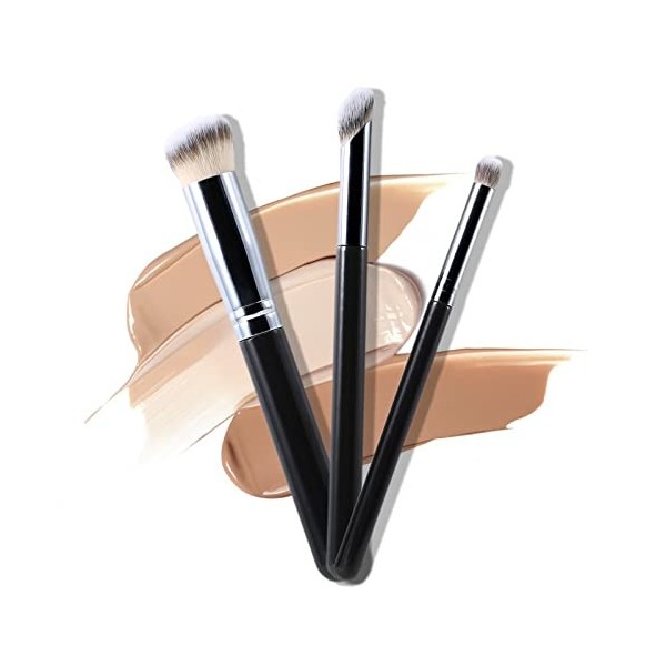 Erinde Petit pinceau anticernes biseauté sous les yeux, pinceau contour du nez pour bronzer, pinceau professionnel pour fond 