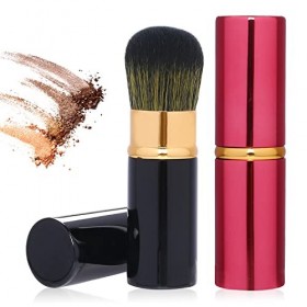 Lot de 2 pinceaux de maquillage rétractables - Brosse à blush portable liquide - Pinceau à poudre - Pinceau de maquillage ext