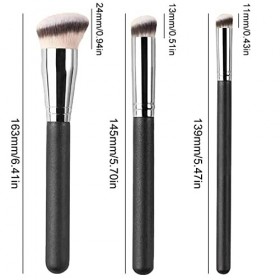 3 Pièces Pinceaux Maquillage Pinceau Fond de Teint Pinceau Correcteur Anti-cernes Fibre Synthétique Souple