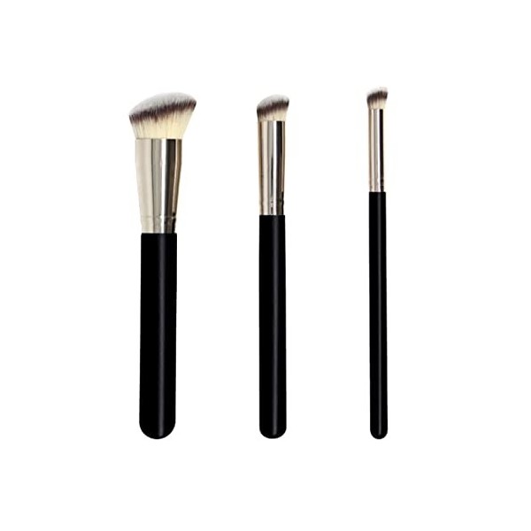 UCUNJIA 3PCS Pinceaux Maquillage Pinceau Fond de Teint Pinceau Correcteur avec Fibre Synthétique Souple pour Anticernes Fond 