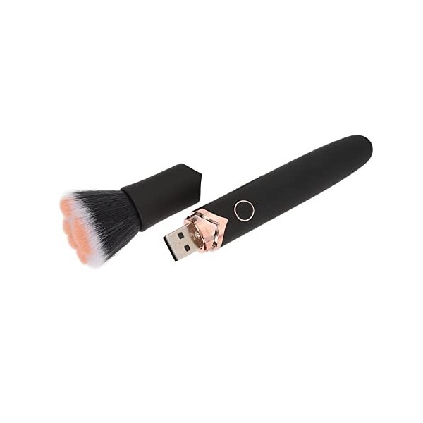 Pinceau de Maquillage Fond de Teint Blush Brosse à Poudre Libre 10 Vitesses Vibration Brosse de Massage électrique Noir pour 