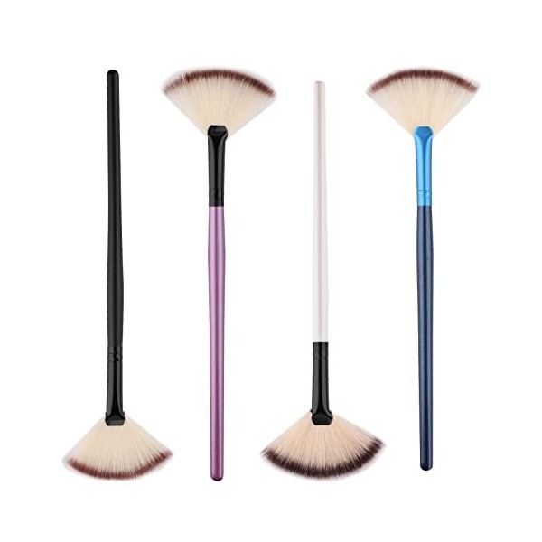 SAVITA 4Pcs Pinceau Éventail Maquillae, Fan Brush Fan Brush Maquillage Facial Brush Pinceaux de Maquillage pour Peeling Masqu